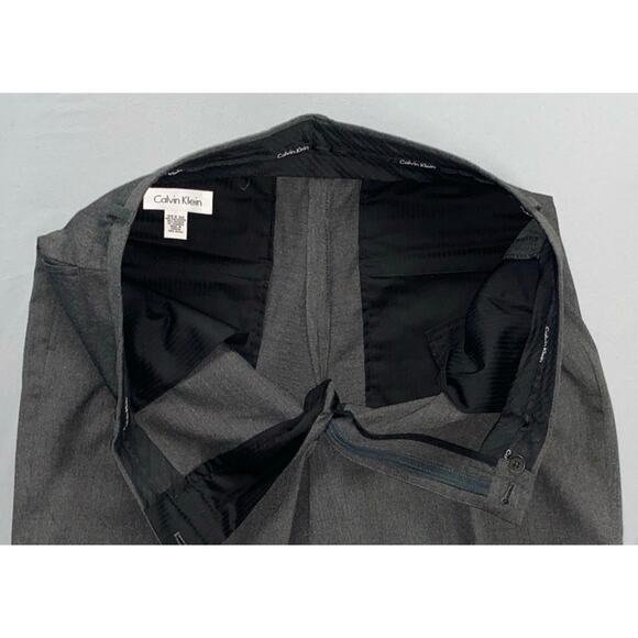 Calvin Klein Flat Front Microfiber Dress Pants, Slacks. Heather Gray, 33X31. EUC - Picture 7 of 9
